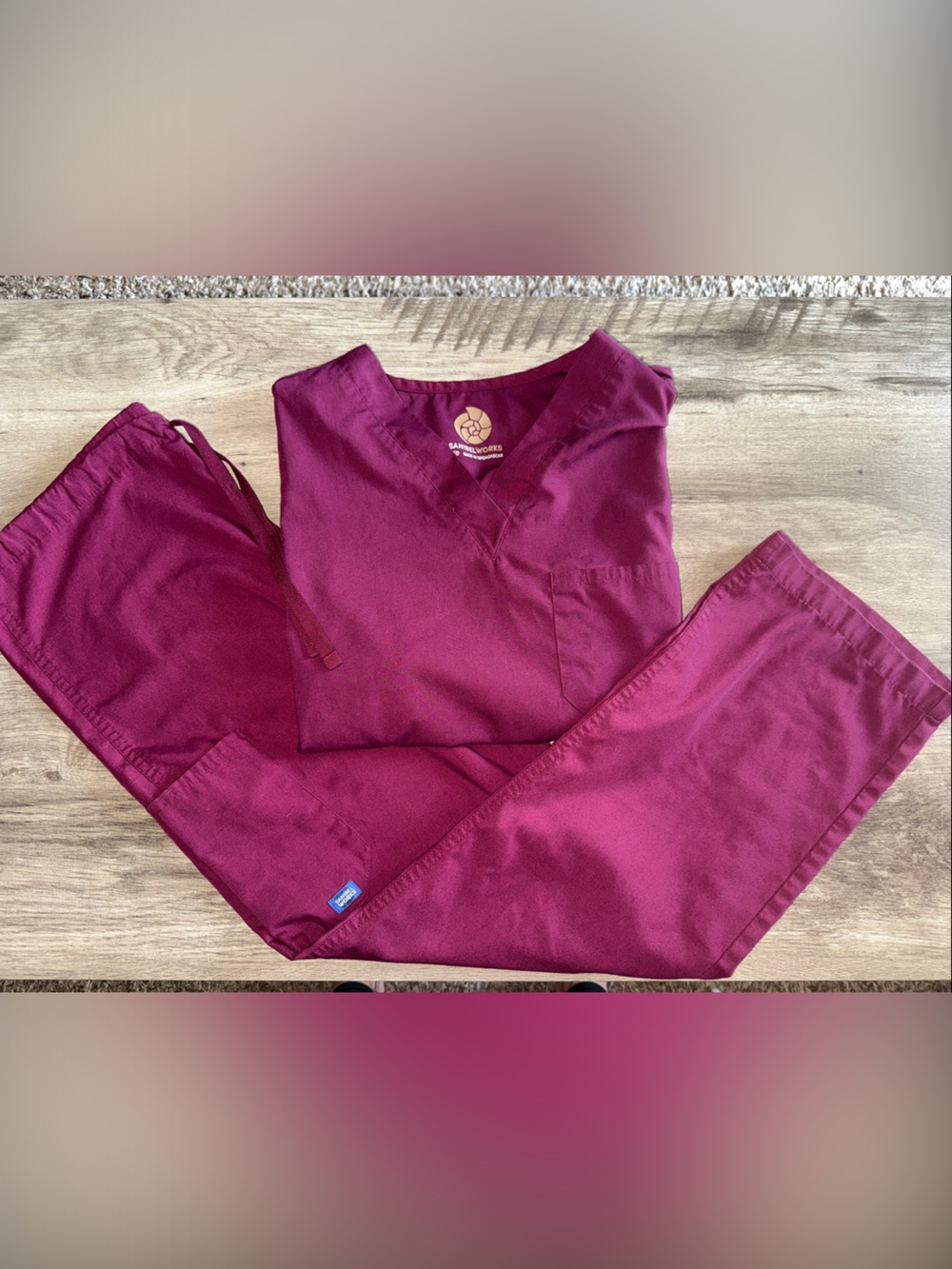 Sanibel V-Neck Scrub Set Burgundy